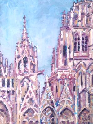 Rouen Cathedral, France, 6x8 ins, oils