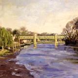 Kew Railway Bridge, London, 8x10 ins, oils on board.