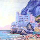 Catalan Bay Gibraltar and Caleta Palace, oils, 7x5 ins, framed.