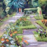 OTG3 The Rose Garden, 7x5 ins, oils.