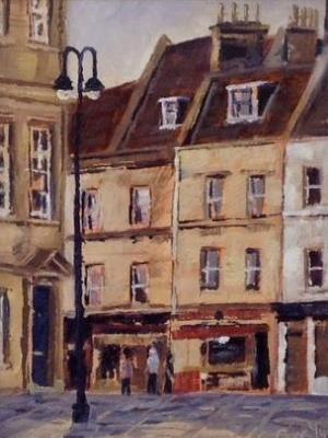 Kingsmead Square, Bath, 6x8 ins, oils.