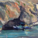 No. 8. The Nun's Cave, Xlendi, Gozo, oils, 8x6 ins