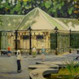 The Aviary, Swindon Old Town Gardens, 6x8 ins, Oils