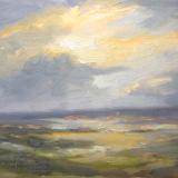 Sunset No. 1. Blunsdon Hill, 2015, 10x8 ins, oil on board.