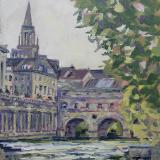 Pulteney Bridge, Bath, 6x8 ins, oils.