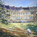 No. 24, Sheep Grazing, Lansdown Crescent, Bath, oils, 16x12 ins.