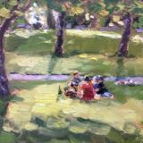 OTG5 The picnic, 7x5 ins, oils.