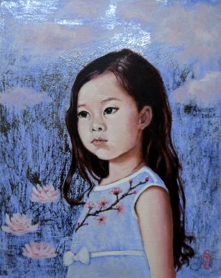 Lily ... Oils and Silver Leaf, In the Style of Klimt