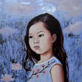 Lily ... Oils and Silver Leaf, In the Style of Klimt