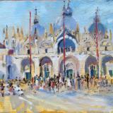 St Mark's Square, Venice.  Oil on board, 6x8 ins