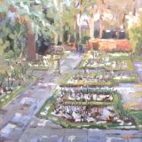 Snow in the Rose Garden, Swindon Old Town Gardens, oils, 8x10 ins.