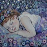 Slumber ... Oils & Gold Leaf, In the Style of Klimt