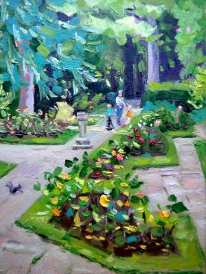 The Rose Garden 2, Swindon Old Town Gardens, 7x5 ins, oils.