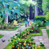 The Rose Garden 2, Swindon Old Town Gardens, 7x5 ins, oils.