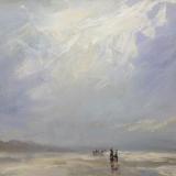 Horses on Katwijk Beach, Holland, Oils, 10x8 ins.