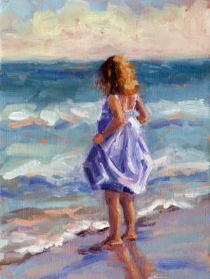 Paddling, oils, 7x5 ins
