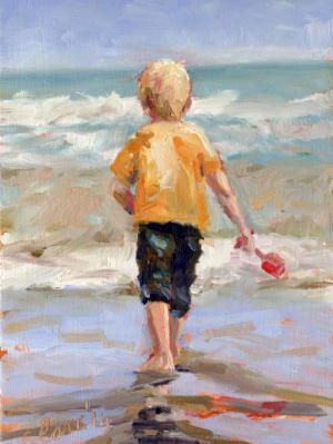 The Red Spade, oils, 7x5 ins