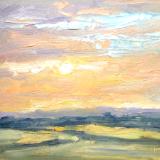 Sunset No. 2. Blunsdon Hill,  2015, 10x8 ins, oil on board