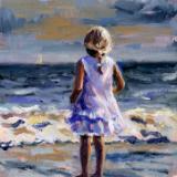 Watching the surf 2, oils, 7x5 ins